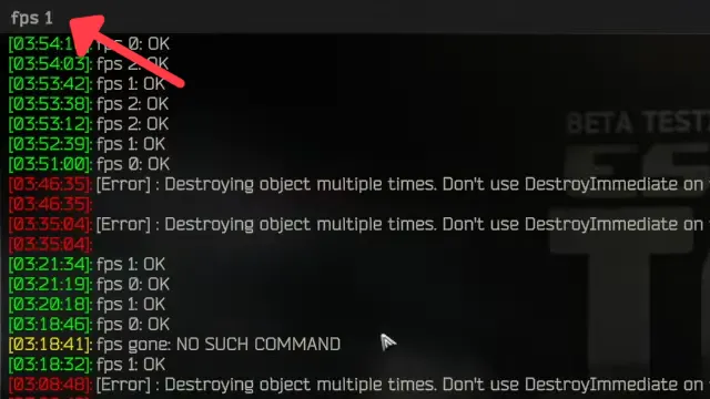 Команда внутриигровой консоли показывает руководство FPS fps 1