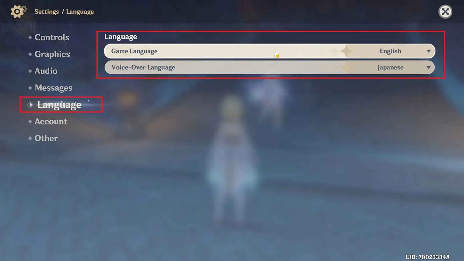 Как изменить язык в Genshin Impact