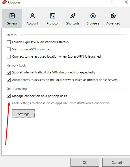 Как использовать раздельное туннелирование с ExpressVPN 3
