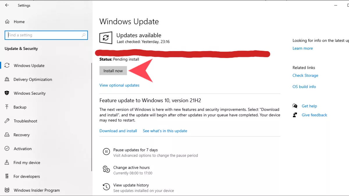 Исправление Valorant Windows Update для ПК