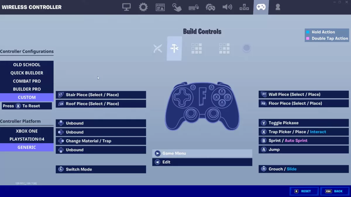 Настройки сборки контроллера Fortnite от Mero