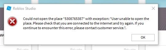 Roblox не смог открыть место