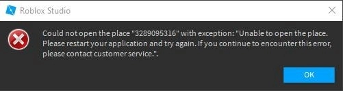 Roblox не смог открыть место