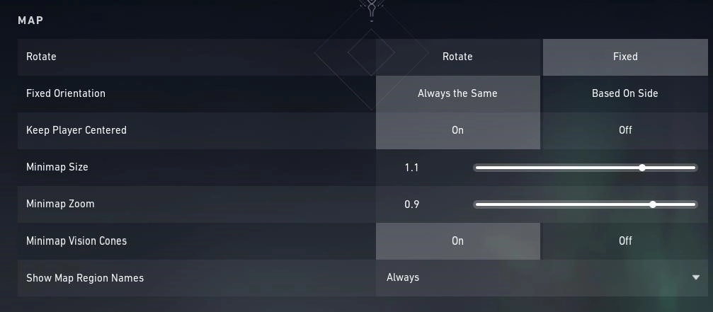 Настройки звездной карты Valorant