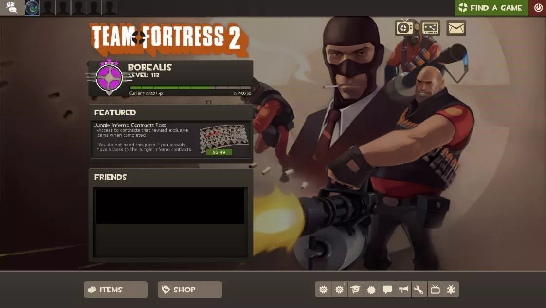 Меню Team Fortress 2